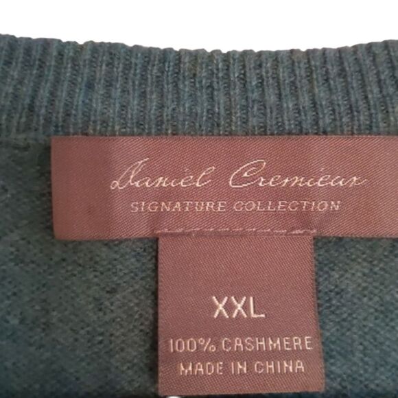 Men's Cashmere Heather Green V-Neck Sweater XXL - Picture 4 of 4